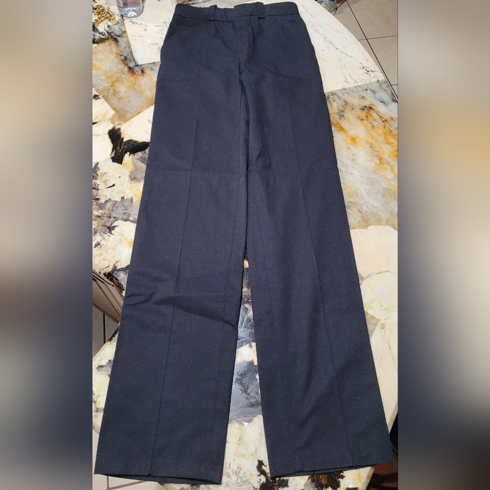Black Dress Pants with Straight-Leg Cut and Flat Front